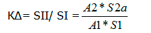 Формула расчёта отношение площадей (К∆) полученных фигур.